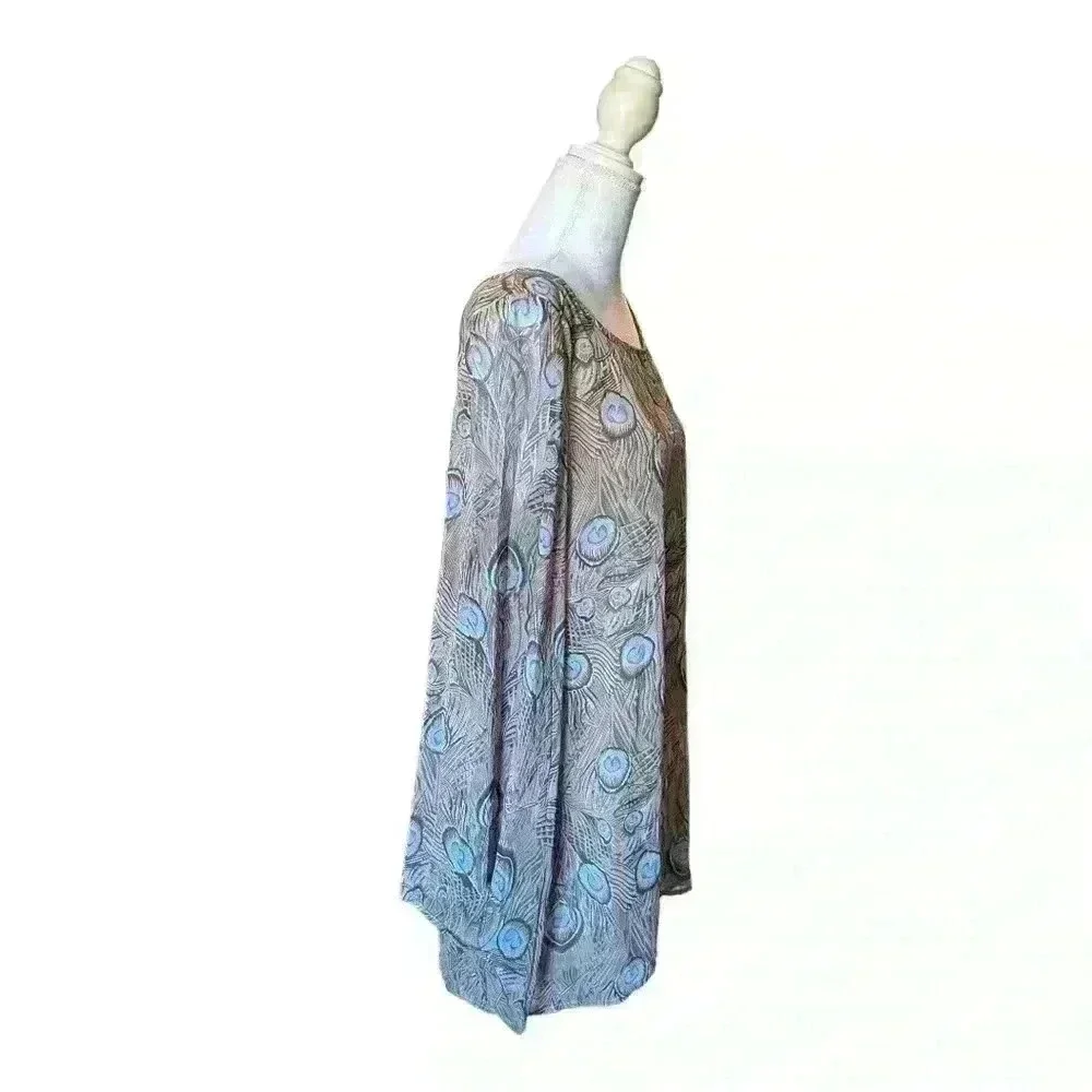 Show Me Your MuMu Peacock Feather Mini Tunic Dress with Butterfly Sleeves Size M